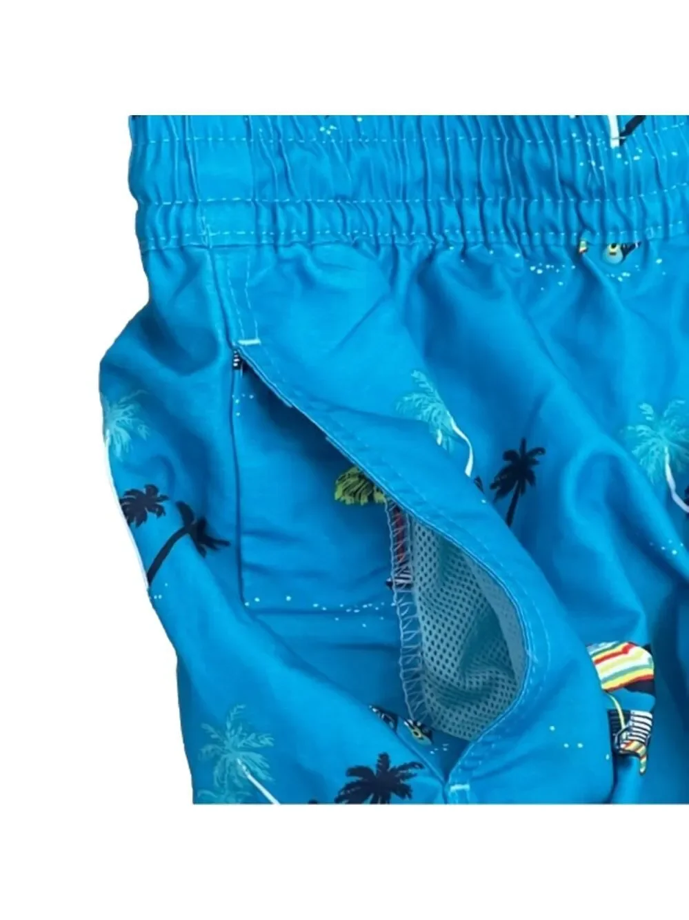 Goodfellow Teal Beach Print Swim Trunks Mens Sz S New